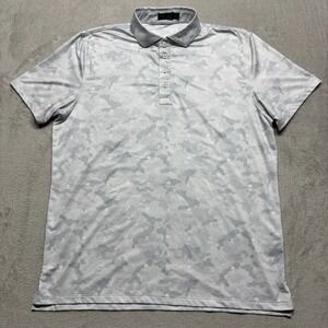 G Fore Polo Shirt Mens XL Gray Skull Camo Print Icon Tech Performance Golf‎ EUC